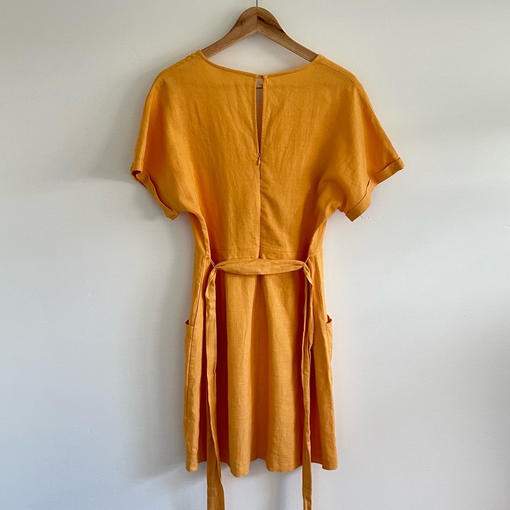 All In Favor (Nordstrom) Mustard Linen Blend Dress Size Medium - Picture 3 of 7